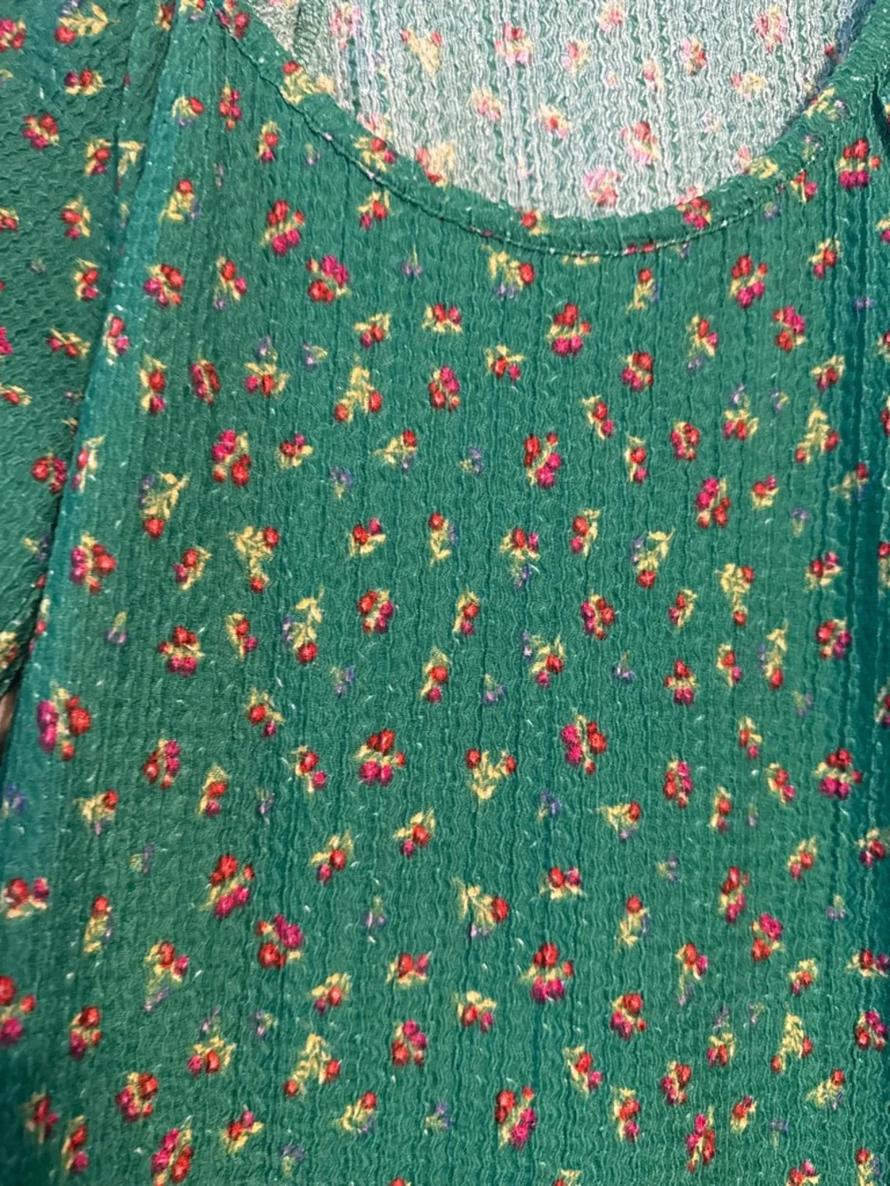 LOFT Emerald Green Floral Scoop-Neck Blouse